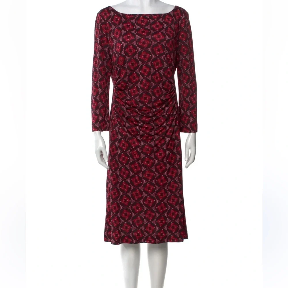 Tory Burch Elegant printed Red and Black Patterned knee length Dress size M